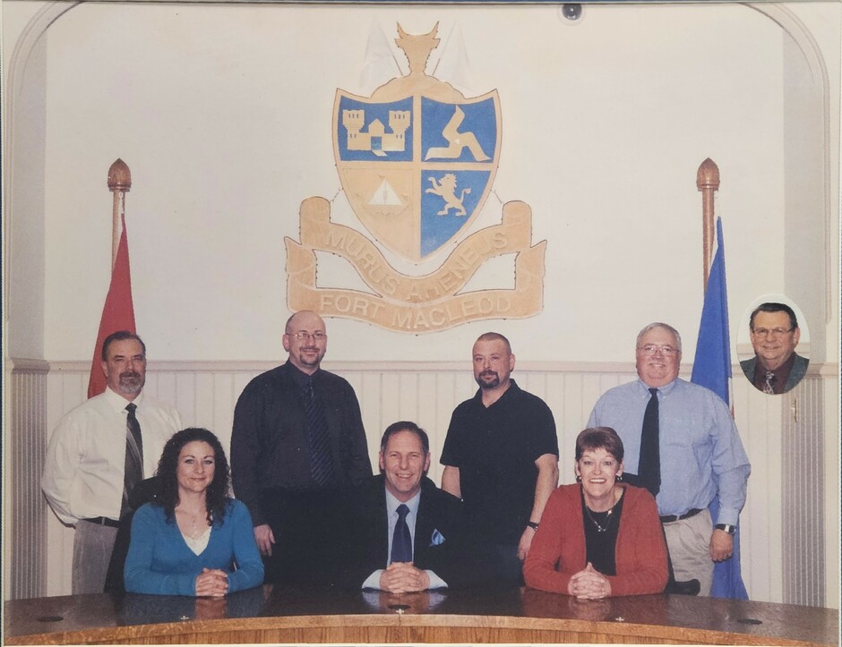 Back Row (Left to Right): Councillors Brian Reach, Mike Bourassa, Trevor Curran, and Gord Wolstenholme. Front Row (Left to Right): Councillor Christine Trowbridge, Mayor Shawn Patience, and Councillor Sharon Monical. Top right pictured: Councillor Ken Wil