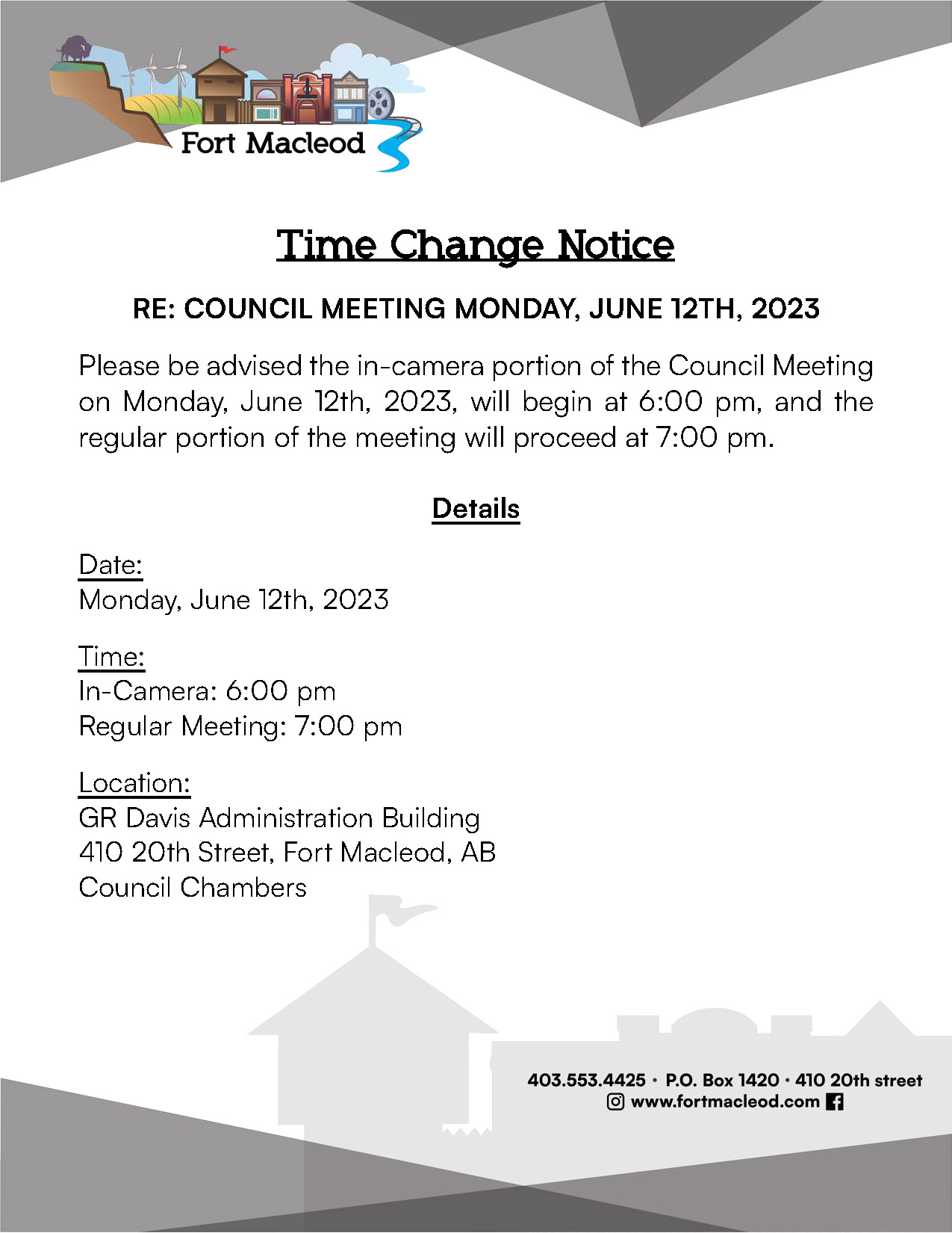 time-change-notice-council-meeting-june-12-2023-news-fort-macleod